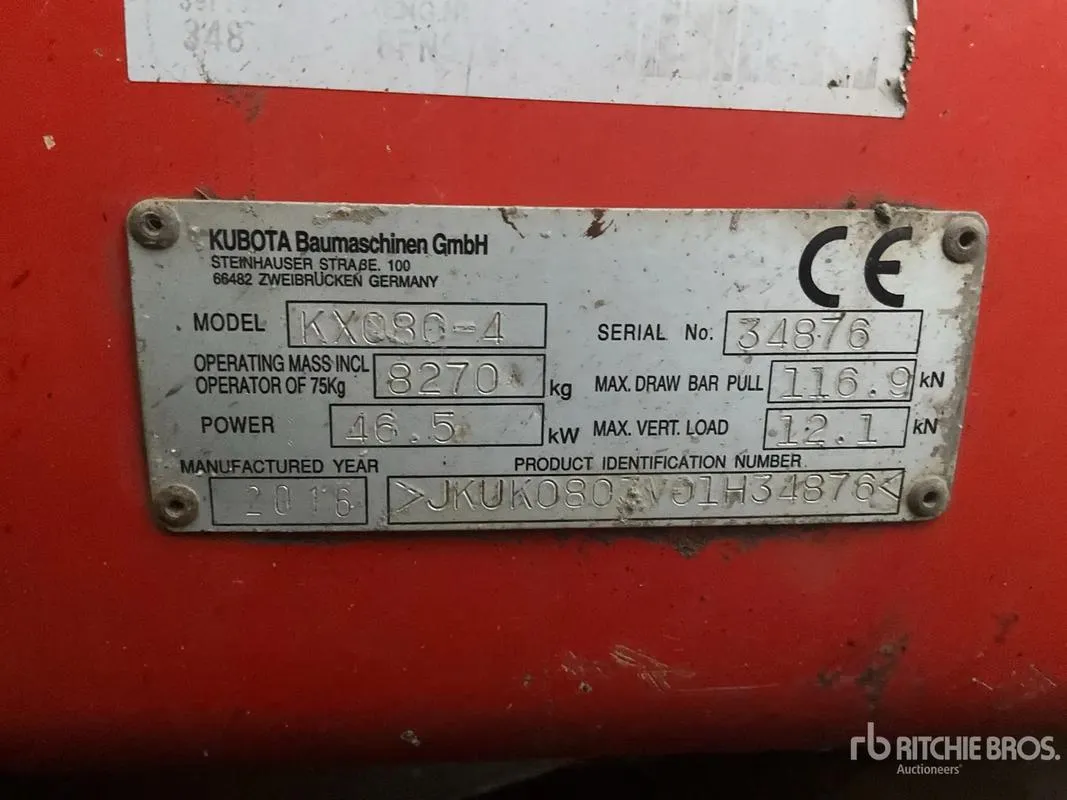 Малый экскаватор KUBOTA KX080-5 б/у4